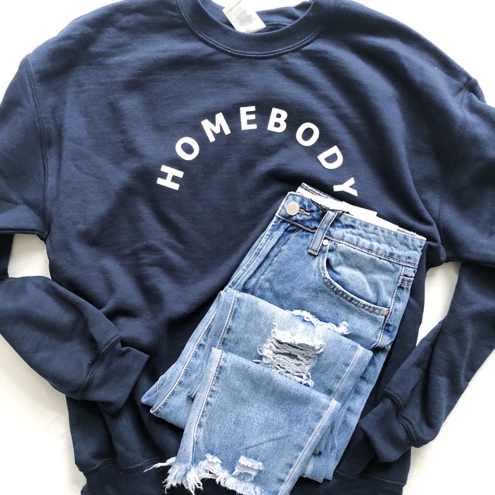 Homebody Navy Crewneck Sweatshirt for Women